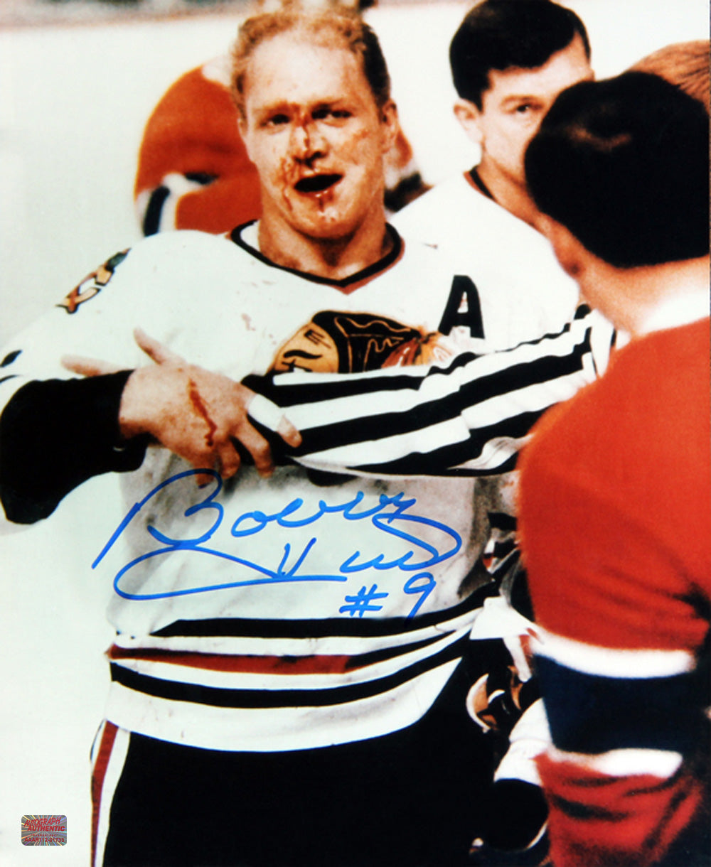 Autographed Bloody Bobby Hull 11X14 Photo Chicago Blackhawks, Chicago Blackhawks, NHL, Hockey, Autographed, Signed, AAHPH31553
