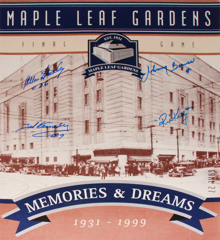 Tml Gardens Final Ticket Stanley, Kennedy, Bower, Kelly 16X20 Photograph, Toronto Maple Leafs, NHL, Hockey, Autographed, Signed, AAHPH30322