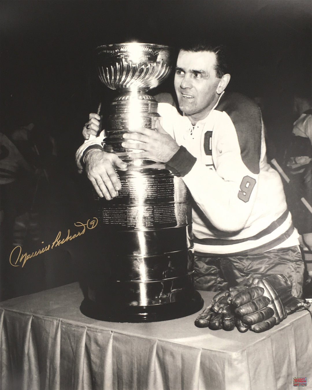 Maurice Richard Signed 16X20 Stanley Cup Photo Montreal Canadiens, Montreal Canadiens, NHL, Hockey, Autographed, Signed, AAHPH31572