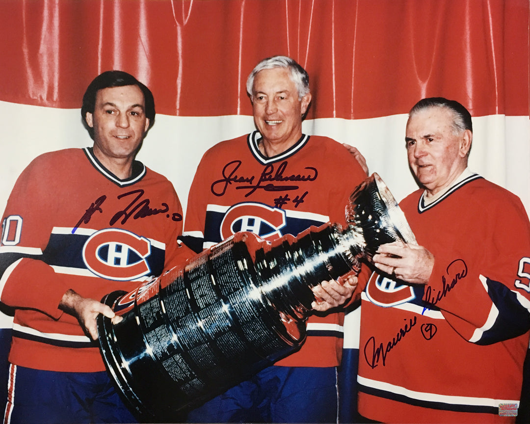 Signed Guy Lafleur, Jean Beliveau, Maurice Richard Photo Montreal Canadiens, Montreal Canadiens, NHL, Hockey, Autographed, Signed, AAHPH31520