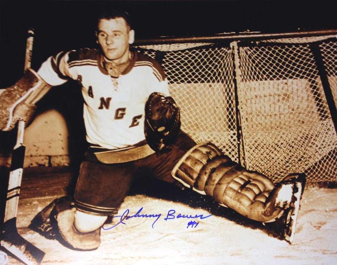 Johnny Bower Signed 8X10 Sepia Tone Photograph - Nyc Rangers, New York Rangers, NHL, Hockey, Autographed, Signed, AAHPH30301