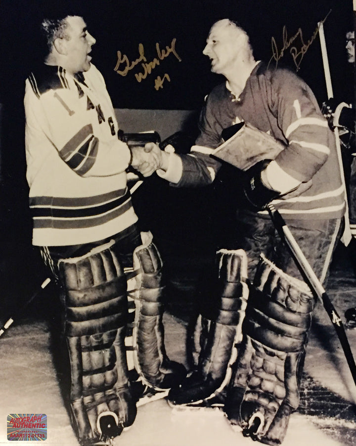 Signed Johnny Bower & Gump Worsley 8X10 To Maple Leafs, Mtl Canadiens, Toronto Maple Leafs, Montreal Canadiens, NHL, Hockey, Autographed, Signed, AAHPH31370