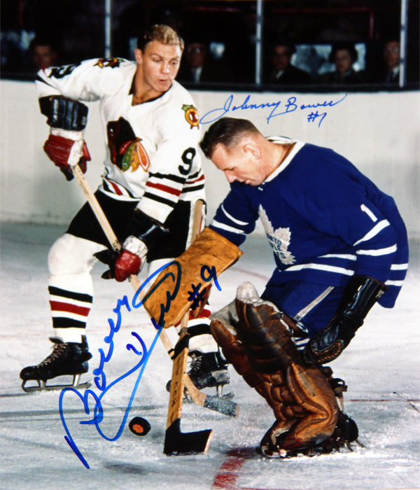 Bower Stops Hull Signed 8X10, To Maple Leafs, Chg Blackhawks, Toronto Maple Leafs, Chicago Blackhawks, NHL, Hockey, Autographed, Signed, AAHPH30251