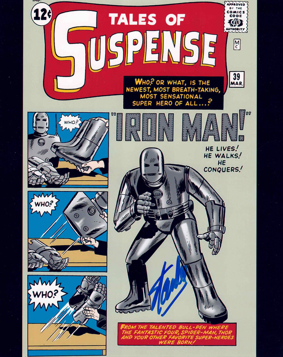 Stan Lee Signed Tales Of Suspense Iron Man 8X10 Photo, Marvel, Hollywood, Movie and Television, Autographed, Signed, AAOCM33380