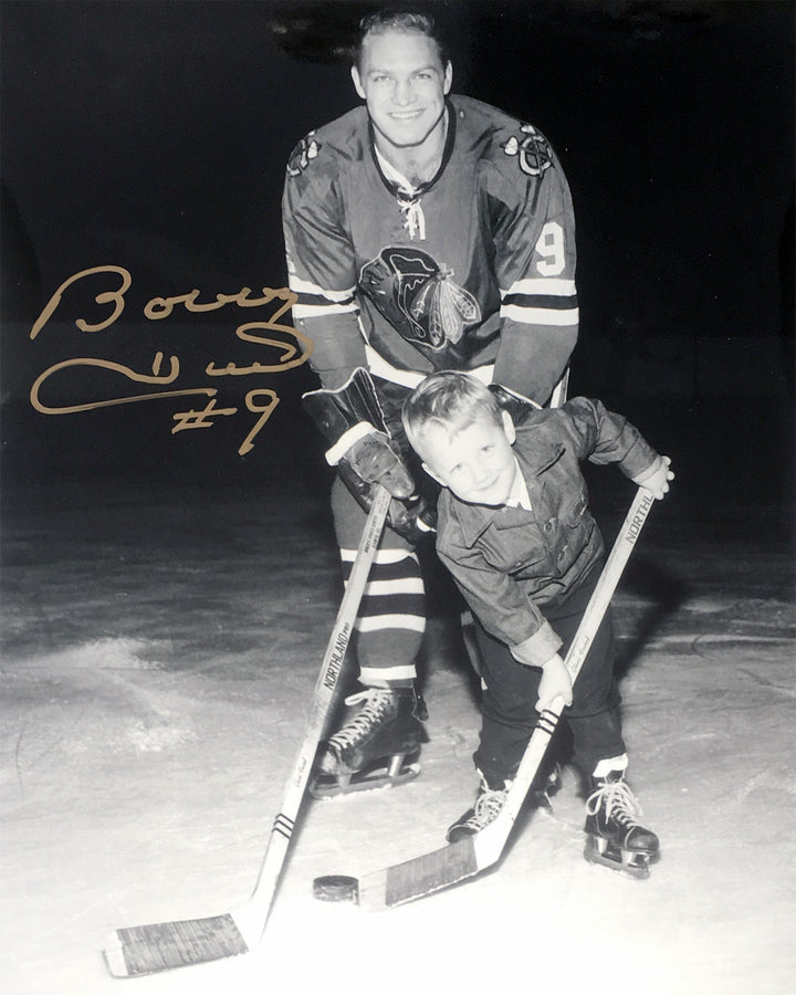 Bobby Hull With Bobby Junior Signed 8X10 Photograph Chicago Blackhawks, Chicago Blackhawks, NHL, Hockey, Autographed, Signed, AAHPH31861