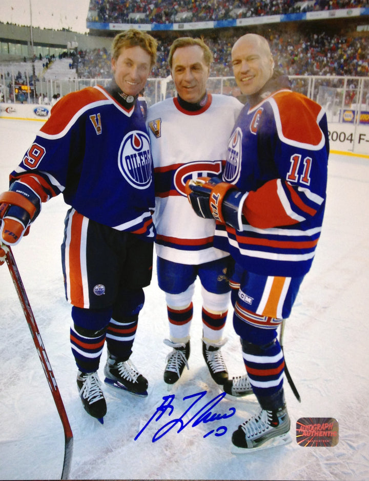 Guy Lafleur, Mark Messier And Wayne Gretzky 8X10 Montreal - Edmonton, Montreal Canadiens, NHL, Hockey, Autographed, Signed, AAHPH30286
