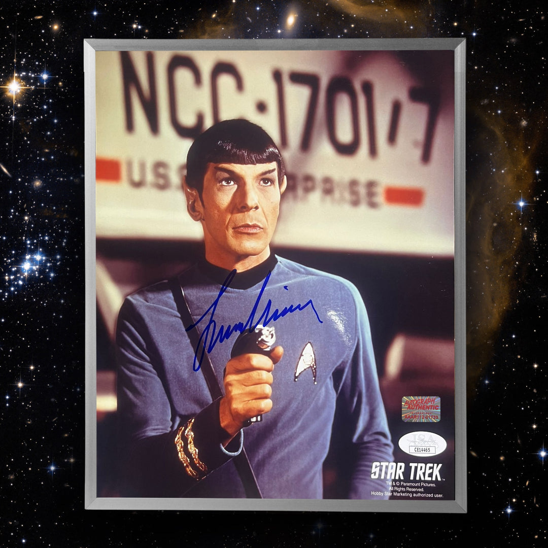 Leonard Nimoy Autographed Star Trek Photo - Spock With Phaser 8X10, Star Trek, Hollywood, Movie and Television, Autographed, Signed, AAOCM33469