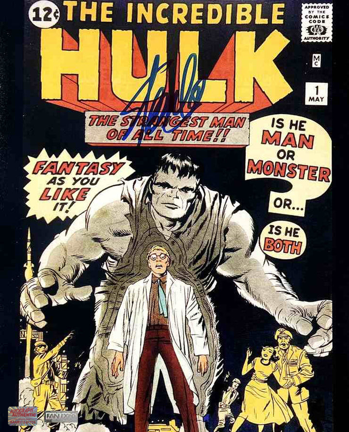 STAN LEE SIGNED MARVEL HULK #1 COMIC COVER 8X10 PHOTO