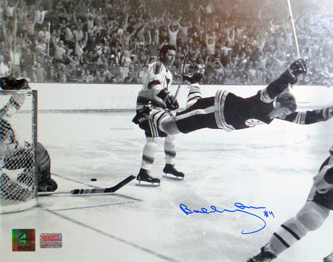 Bobby Orr "The Goal" Autographed 8.5X11 Boston Bruins Photo, Boston Bruins, NHL, Hockey, Autographed, Signed, AAHPH30250