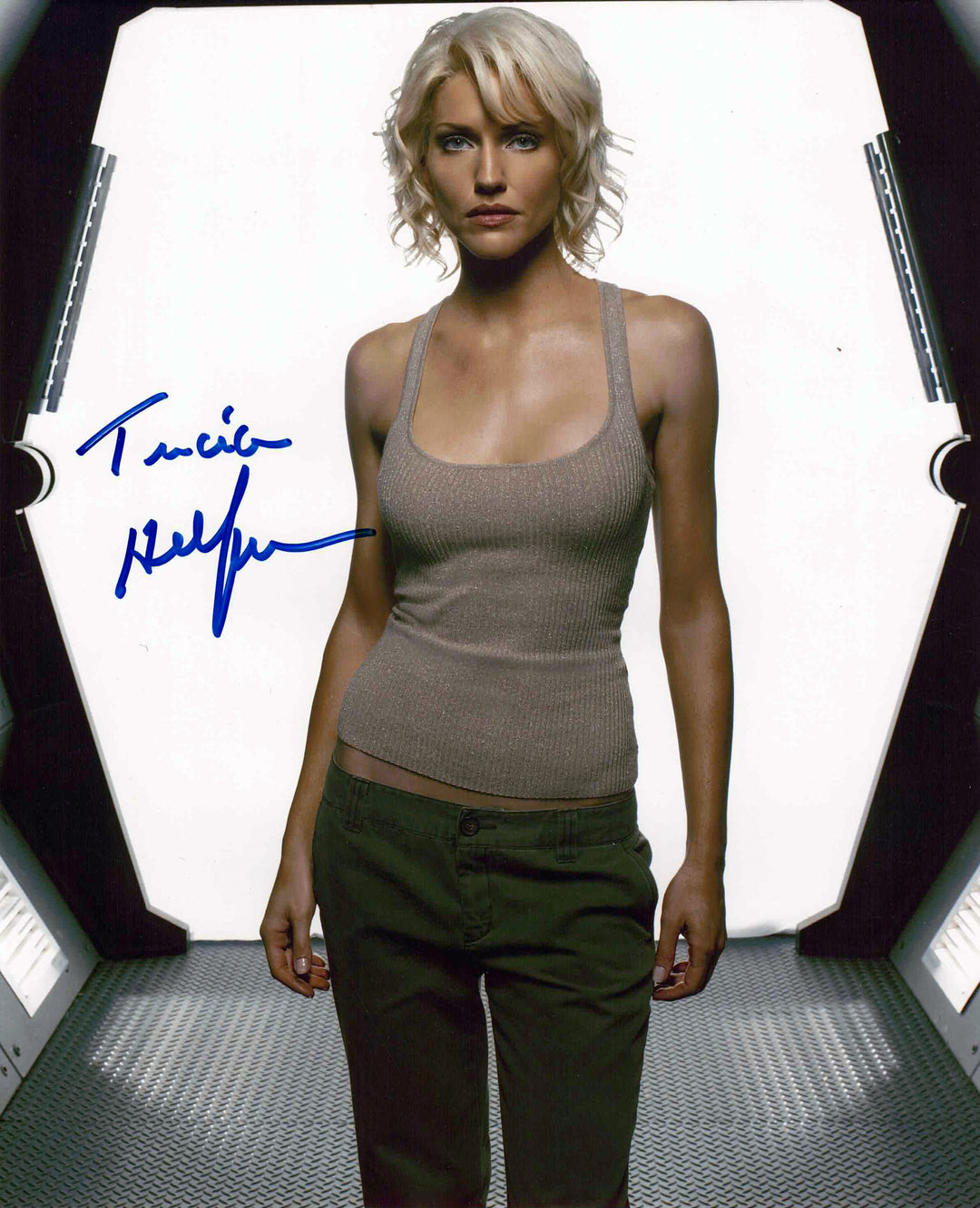 Tricia Helfer Signed Battlestar Galactica Tanktop 8X10, Battlestar Gallactica, Hollywood, Movie and Television, Autographed, Signed, AAOCM33389