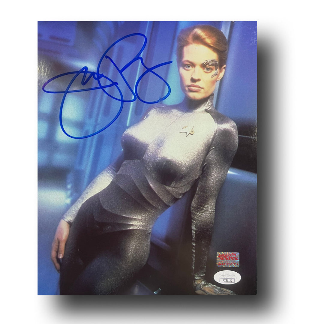 Jeri Ryan Autographed Star Trek Voyager Photo - Seven Of Nine Blue Background 8X10, Star Trek, Hollywood, Movie and Television, Autographed, Signed, AAOCM33472
