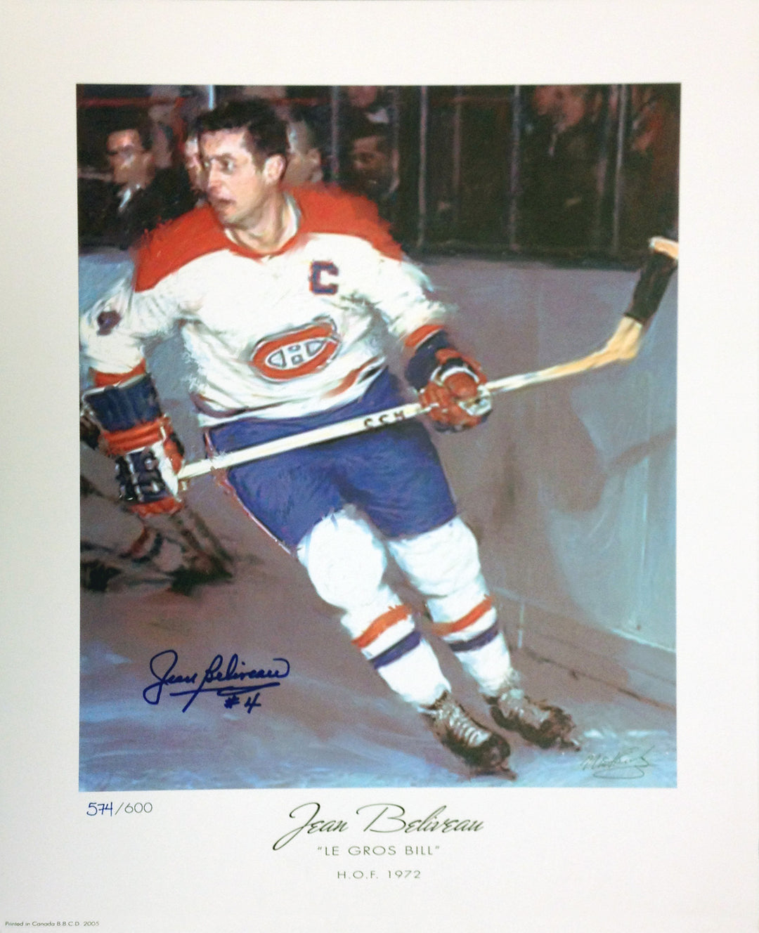 Jean Beliveau Signed Limited Edition Lithograph Montreal Canadiens 17"X14", Montreal Canadiens, NHL, Hockey, Autographed, Signed, AALCH30340