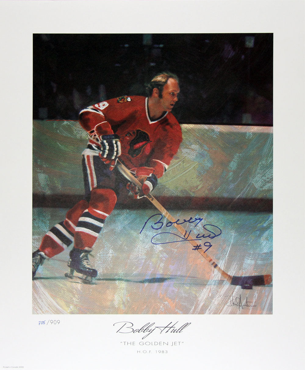 The Golden Jet Signed Lithograph Ltd. Ed.Bobby Hull Chicago Blackhawks 22"X18", Chicago Blackhawks, NHL, Hockey, Autographed, Signed, AALCH30358
