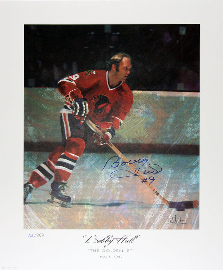 The Golden Jet Signed Lithograph Ltd. Ed.Bobby Hull Chicago Blackhawks 22"X18", Chicago Blackhawks, NHL, Hockey, Autographed, Signed, AALCH30358