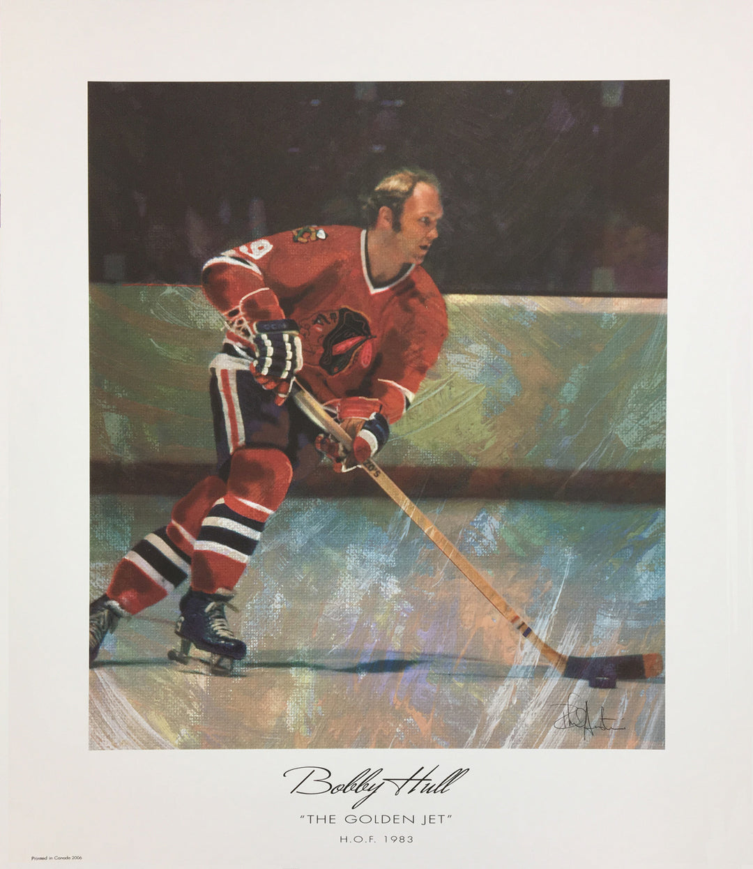 The Golden Jet Lithograph - Bobby Hull Chicago Blackhawks, Chicago Blackhawks, NHL, Hockey, Collectibile Memorabilia, AALCH32475