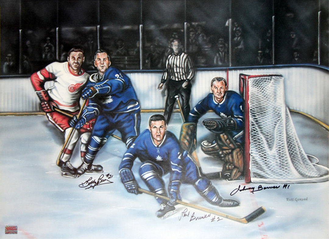 The Last Line Of Defence Signed: Baun, Brewer & Bower Tor Maple Leafs 24"X18", Toronto Maple Leafs, NHL, Hockey, Autographed, Signed, AALCH30359