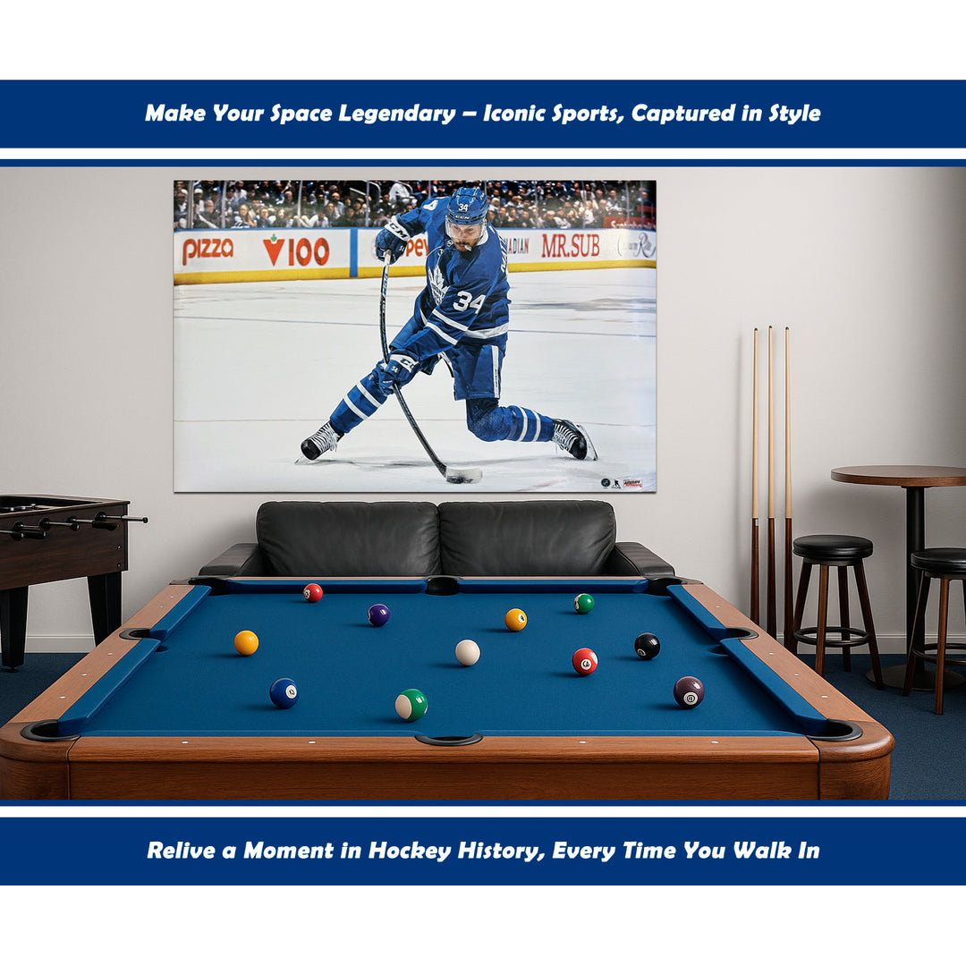 Auston Matthews Slapshot Poster Print - Toronto Maple Leafs 34" By 22", Toronto Maple Leafs, NHL, Hockey, Collectibile Memorabilia, AACMH33405