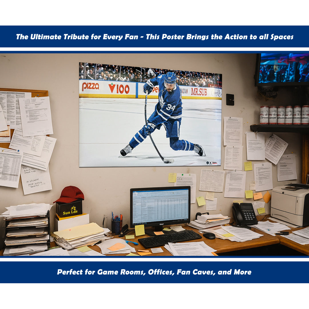 Auston Matthews Slapshot Poster Print - Toronto Maple Leafs 34" By 22", Toronto Maple Leafs, NHL, Hockey, Collectibile Memorabilia, AACMH33405