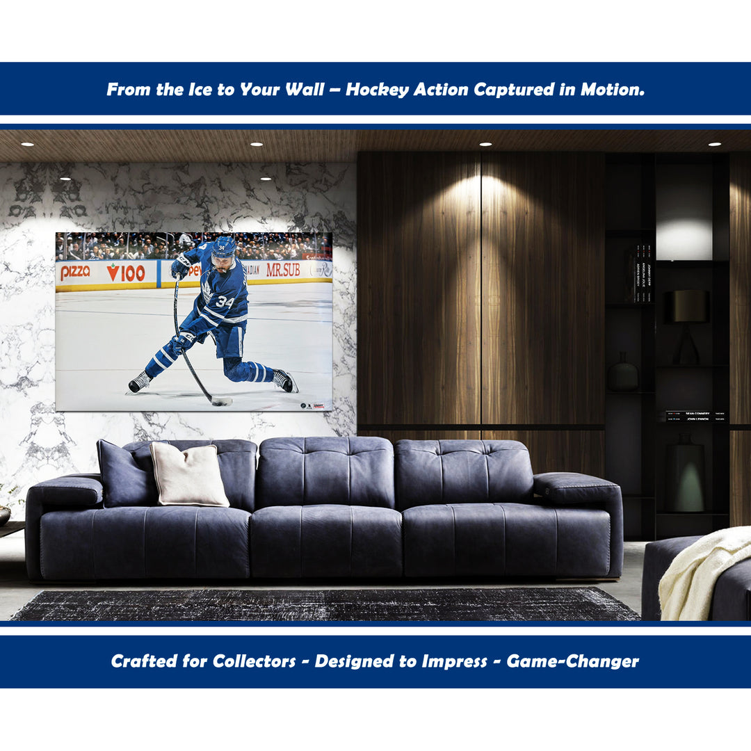 Auston Matthews Slapshot Poster Print - Toronto Maple Leafs 34" By 22", Toronto Maple Leafs, NHL, Hockey, Collectibile Memorabilia, AACMH33405