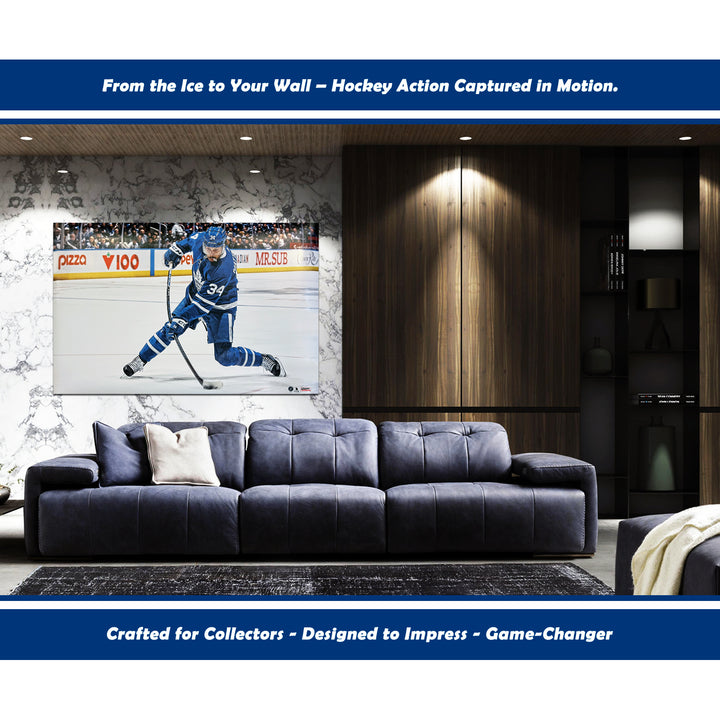 Auston Matthews Slapshot Poster Print - Toronto Maple Leafs 34" By 22", Toronto Maple Leafs, NHL, Hockey, Collectibile Memorabilia, AACMH33405
