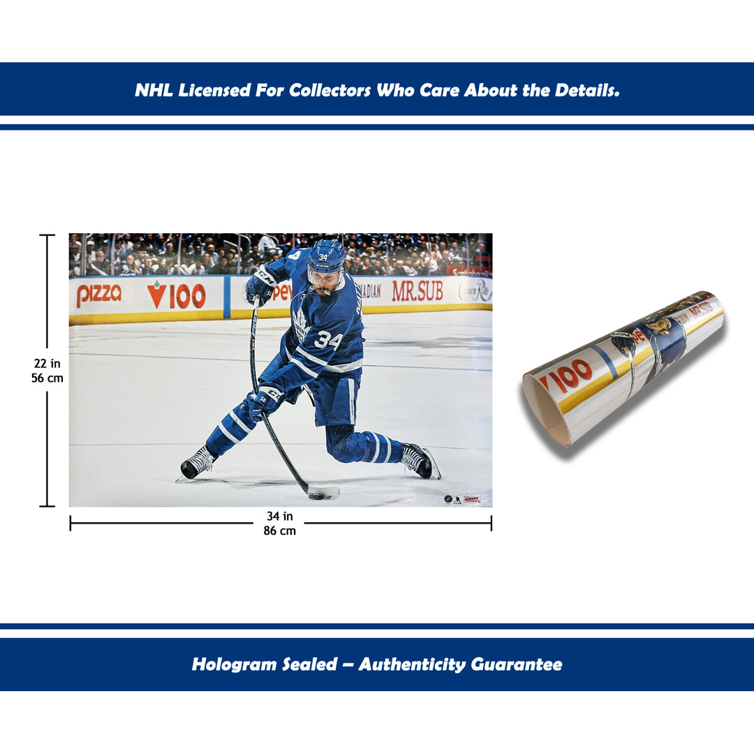 Auston Matthews Slapshot Poster Print - Toronto Maple Leafs 34" By 22", Toronto Maple Leafs, NHL, Hockey, Collectibile Memorabilia, AACMH33405