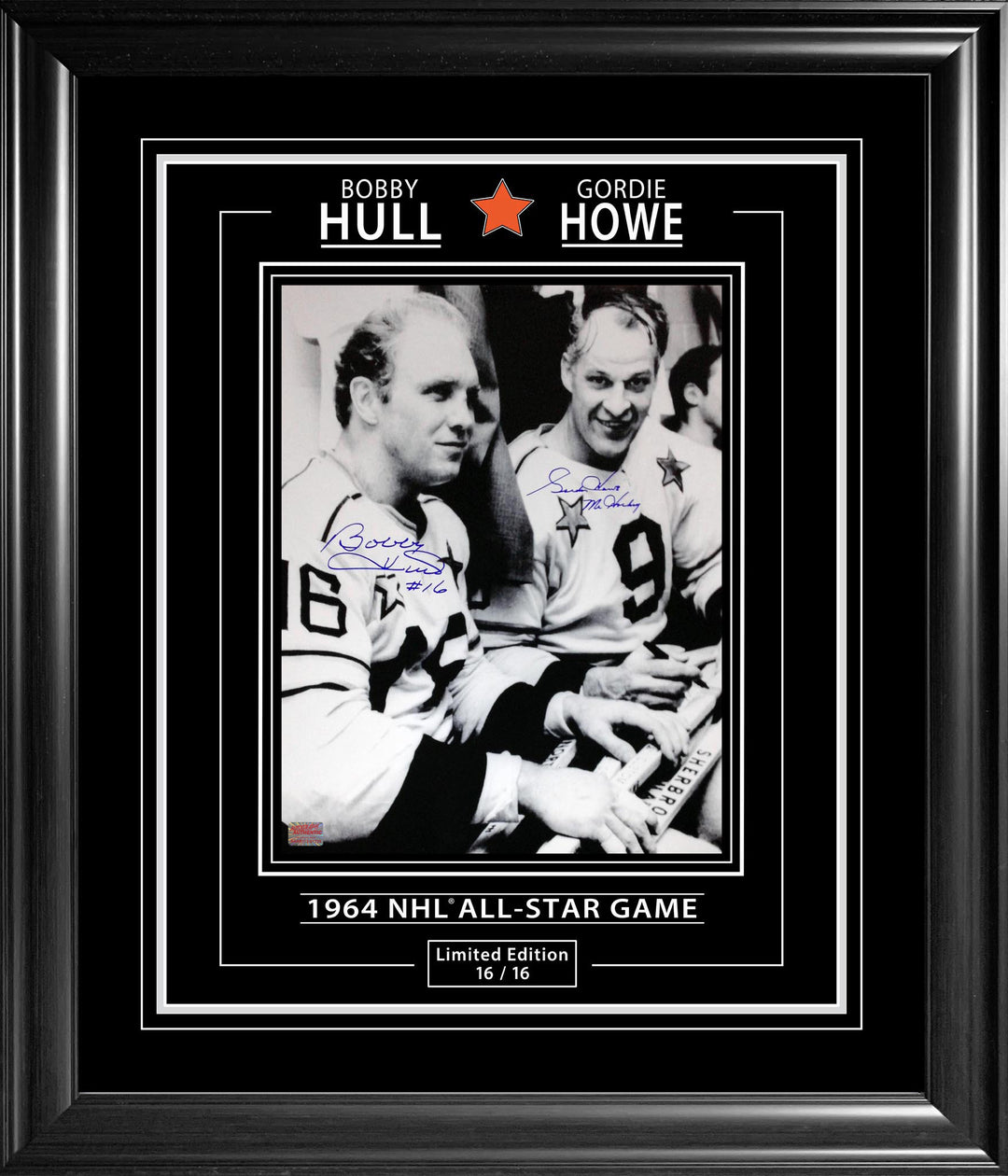 Gordie Howe & Bobby Hull Signed 11X14 Limited Edition #16/16 (28" By 24"), All-Star, Detroit Red Wings, Chicago Blackhawks, NHL, Hockey, Autographed, Signed, AACMH33255
