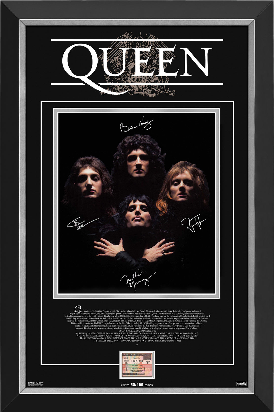 Queen Framed Ltd Ed Of 199 Collectible Photo Facsimile Autographs 34"X24", Queen, Billboard, Music, Collectibile Memorabilia, AACMM32746