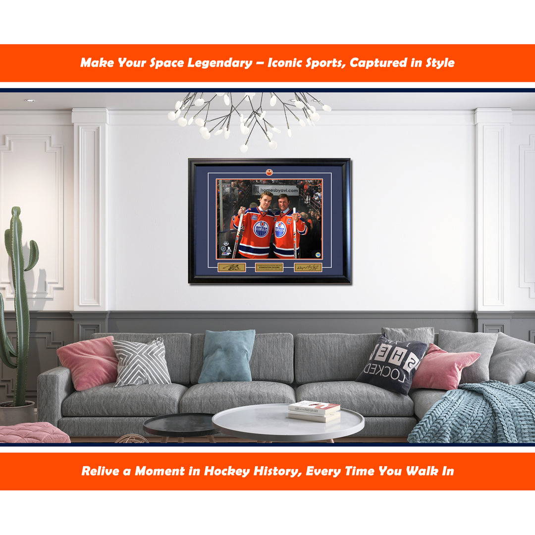 Wayne Gretzky And Connor Mcdavid Collector 16X20 Photo Frame (24" By 20"), Edmonton Oilers, NHL, Hockey, Collectibile Memorabilia, AACMH31263