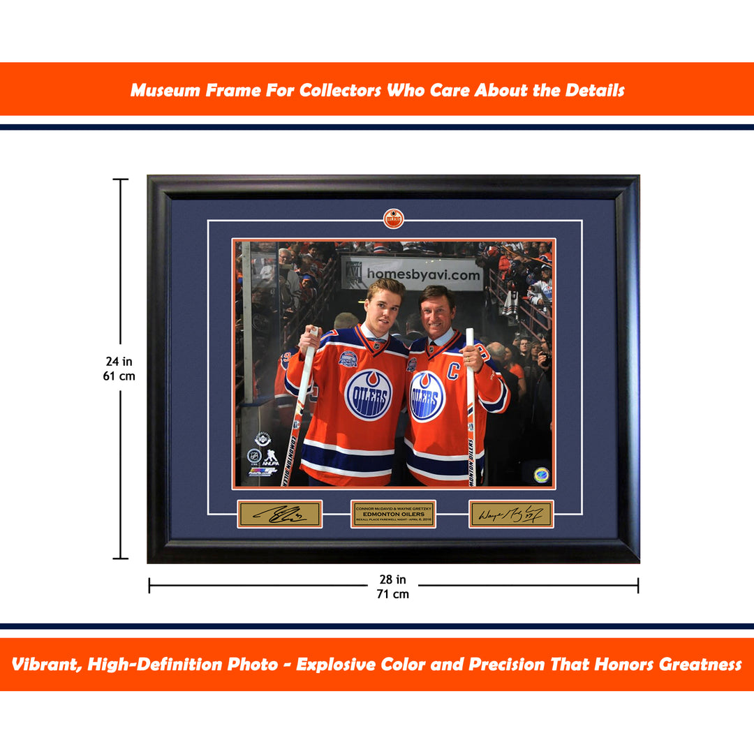 Wayne Gretzky And Connor Mcdavid Collector 16X20 Photo Frame (24" By 20"), Edmonton Oilers, NHL, Hockey, Collectibile Memorabilia, AACMH31263