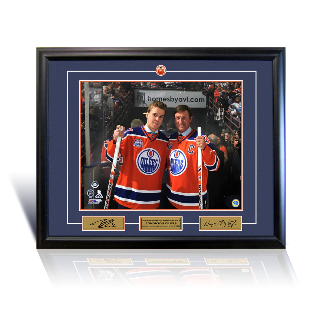 Wayne Gretzky And Connor Mcdavid Collector 16X20 Photo Frame (24" By 20"), Edmonton Oilers, NHL, Hockey, Collectibile Memorabilia, AACMH31263