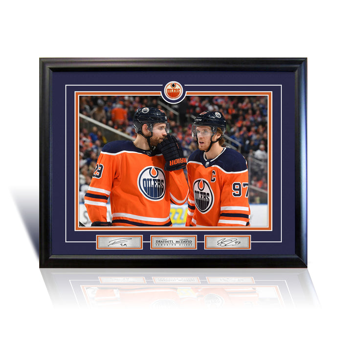 Connor Mcdavid & Leon Draisaitl Framed Collector 16X20 Photo (24" By 20"), Edmonton Oilers, NHL, Hockey, Collectibile Memorabilia, AACMH32753