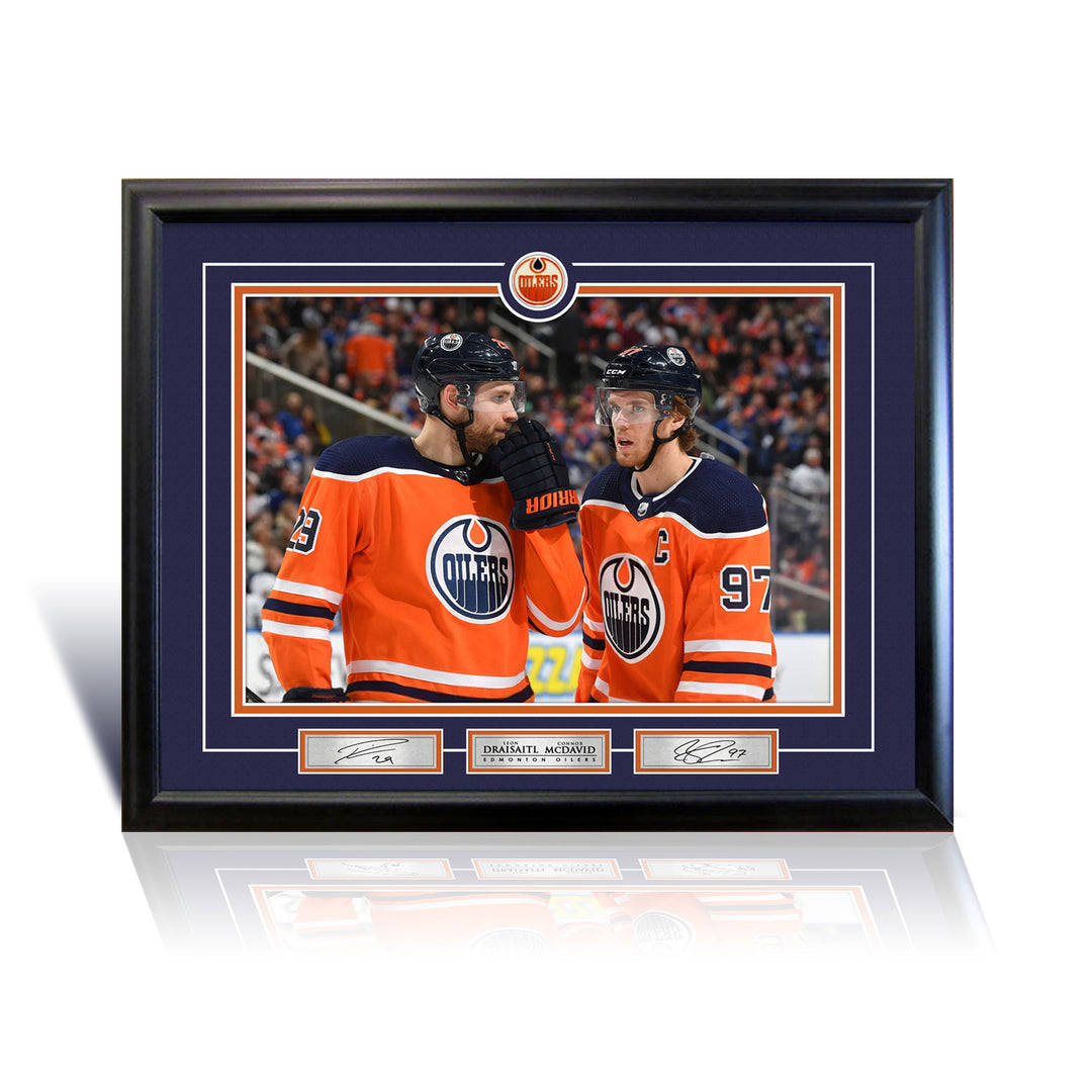 Connor Mcdavid & Leon Draisaitl Framed Collector 16X20 Photo (24" By 20"), Edmonton Oilers, NHL, Hockey, Collectibile Memorabilia, AACMH32753