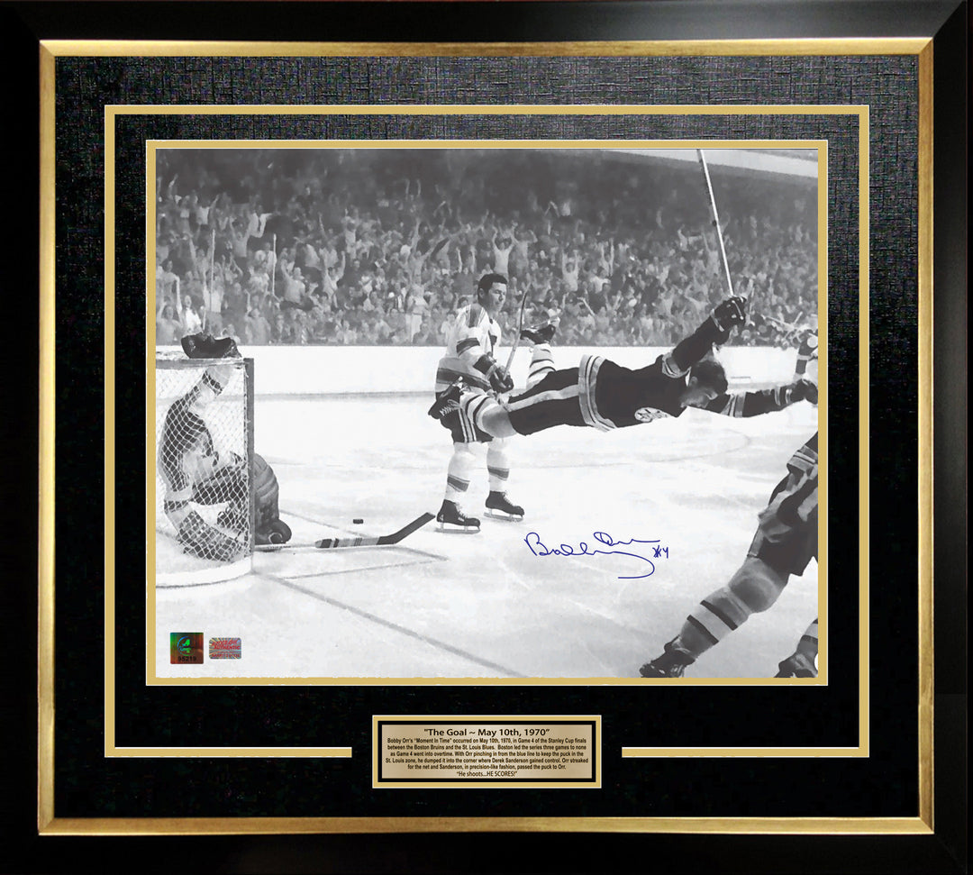 Bobby Orr "The Goal" Signed 16X20 Framed Photo Boston Bruins (24" By 20"), Boston Bruins, NHL, Hockey, Autographed, Signed, AACMH30192
