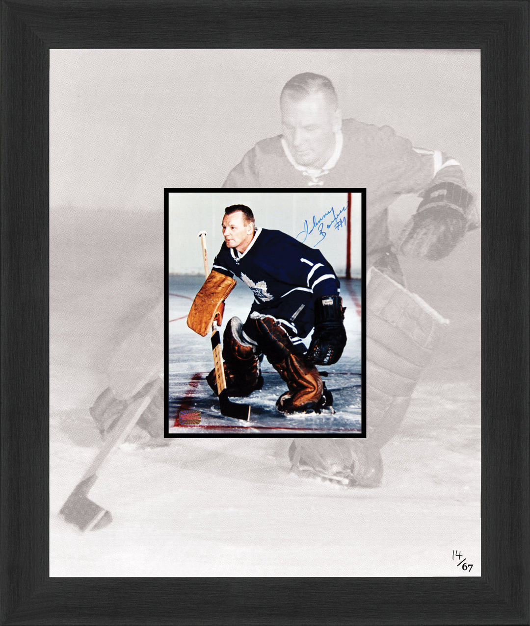 Framed Johnny Bower Signed Photo Limited Edition /67 Toronto Maple Leafs, Toronto Maple Leafs, NHL, Hockey, Autographed, Signed, AACMH32952