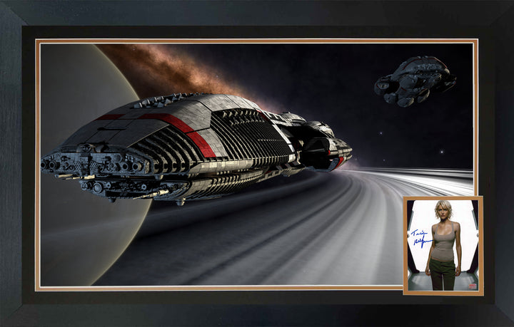 Tricia Helfer Signed Battlestar Galactica Spaceship Frame Sci-Fi Frame 38"X28", Battlestar Gallactica, Hollywood, Movie and Television, Autographed, Signed, AAOOCM33370
