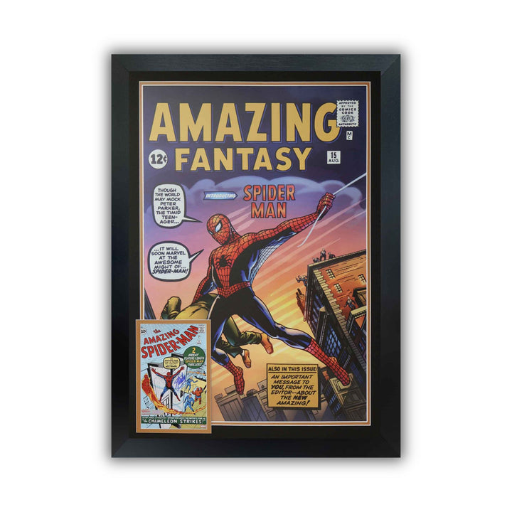 Spider-Man First Appearance Framed Print Signed By Stan Lee (38.5" By 28"), Marvel, Pop Culture Art, Comics, Autographed, Signed, AAOOCC33224