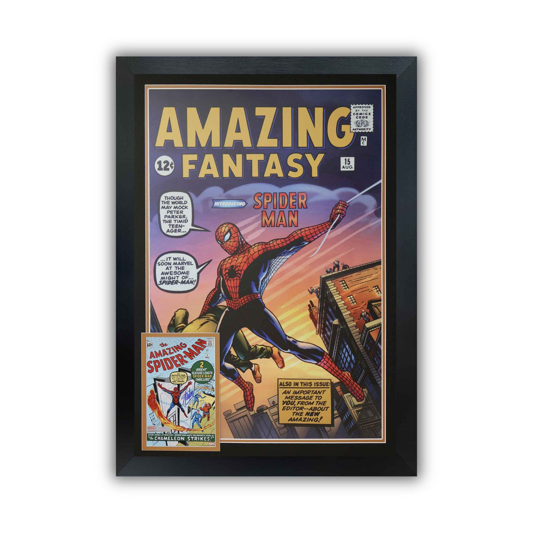 Spider-Man First Appearance Framed Print Signed By Stan Lee (38.5" By 28"), Marvel, Pop Culture Art, Comics, Autographed, Signed, AAOOCC33224
