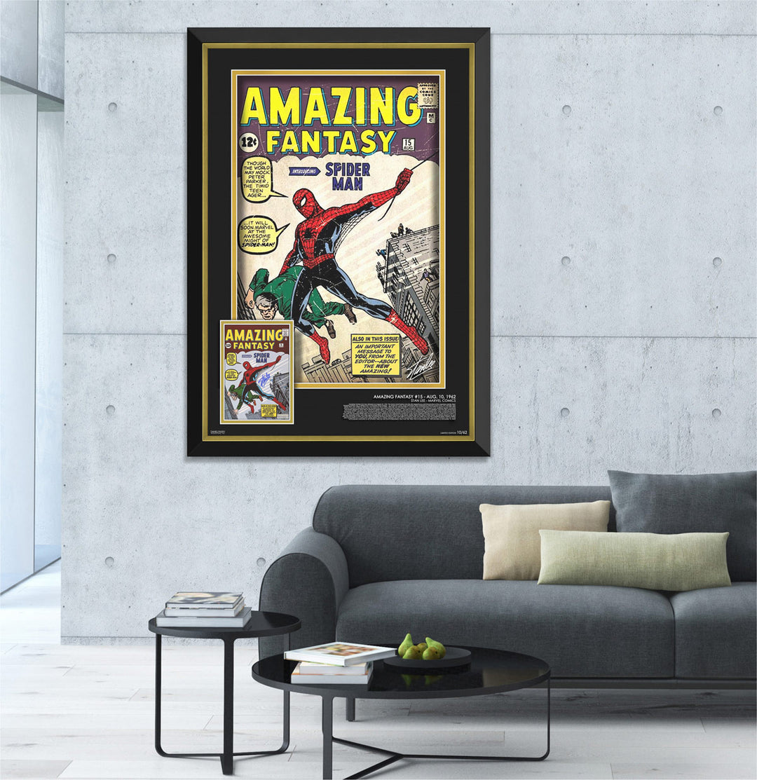First Spider-Man Appearance Framed Print Stan Lee Signature Limited Edition, Marvel, Pop Culture Art, Comics, Autographed, Signed, AAOCC32655