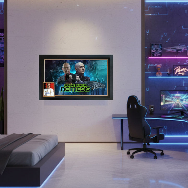 Patrick Stewart Signed Star Trek: Nemesis Framed  Sci-Fi Collectible 38"X28", Star Trek, Hollywood, Movie and Television, Autographed, Signed, AAOOCM33368