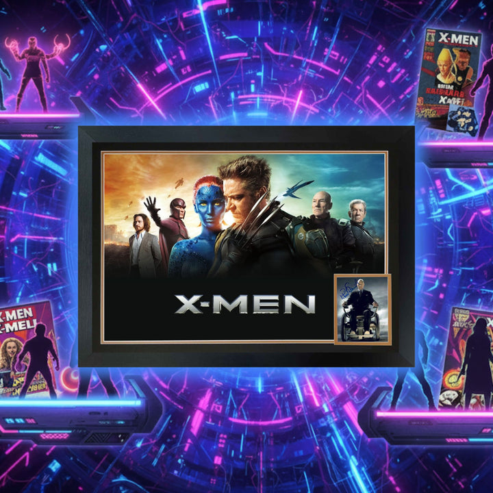 Patrick Stewart Signed X-Men Professor X Framed  Sci-Fi Collectible 38"X28", X-Men, Hollywood, Movie and Television, Autographed, Signed, AAOOCM33357