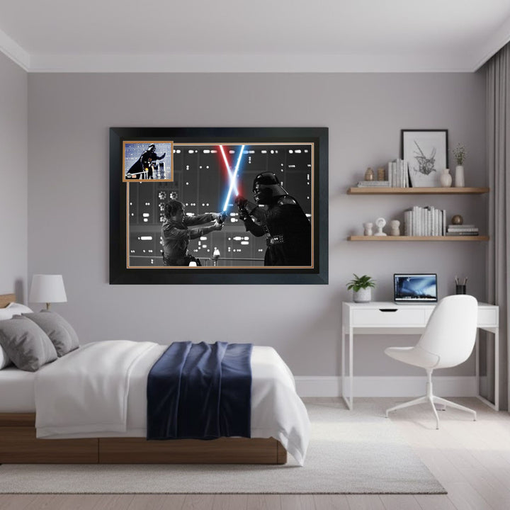 Darth Vader Vs Luke Skywalker: David Prowse Signed Star Wars Frame 38"X28", Star Wars, Hollywood, Movie and Television, Autographed, Signed, AAOCM33331