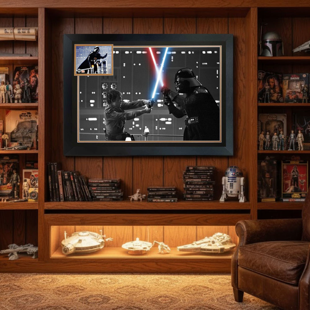 Darth Vader Vs Luke Skywalker: David Prowse Signed Star Wars Frame 38"X28", Star Wars, Hollywood, Movie and Television, Autographed, Signed, AAOCM33331