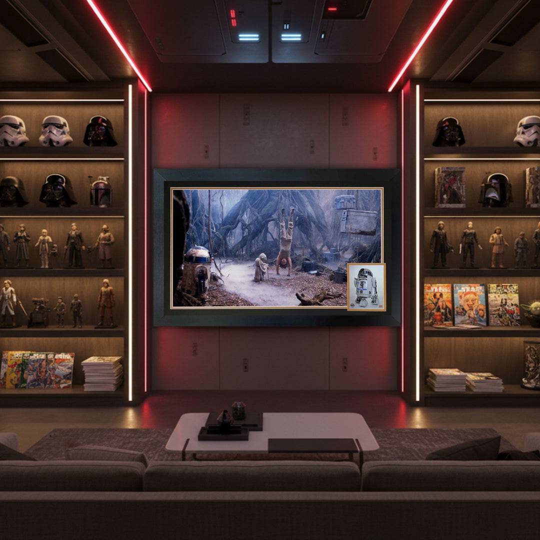 Kenny Baker Signed R2-D2 & Yoda Dagobah Framed  Star Wars Collectible 38"X28", Star Wars, Hollywood, Movie and Television, Autographed, Signed, AAOOCM33371