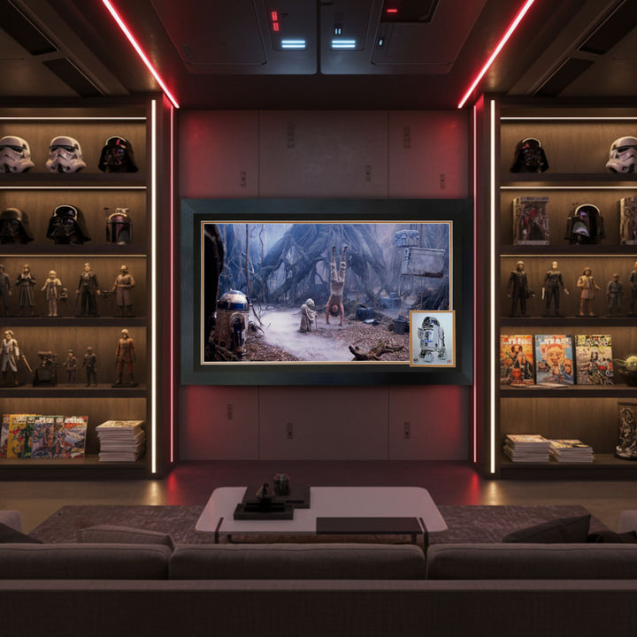 Kenny Baker Signed R2-D2 & Yoda Dagobah Framed  Star Wars Collectible 38"X28", Star Wars, Hollywood, Movie and Television, Autographed, Signed, AAOOCM33371