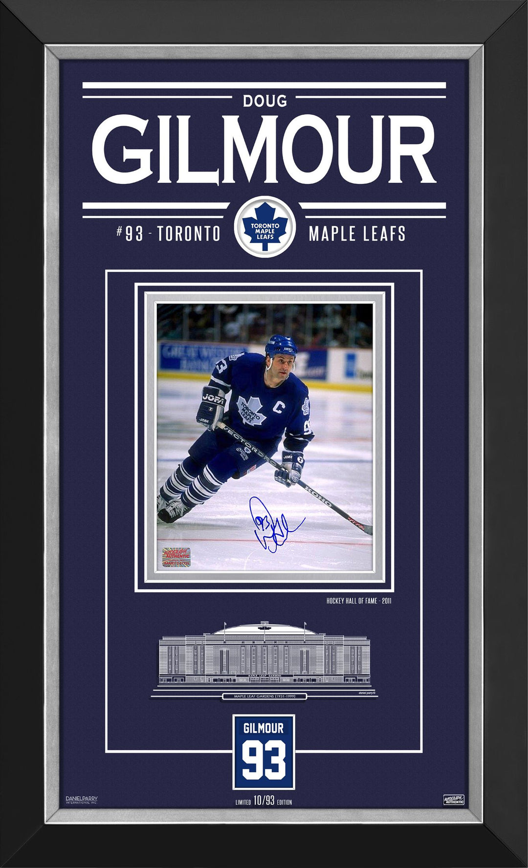 Doug Gilmour Signed Photo Limited Edition Of 93 Frame Toronto Maple Leafs, Toronto Maple Leafs, NHL, Hockey, Autographed, Signed, AACMH33055