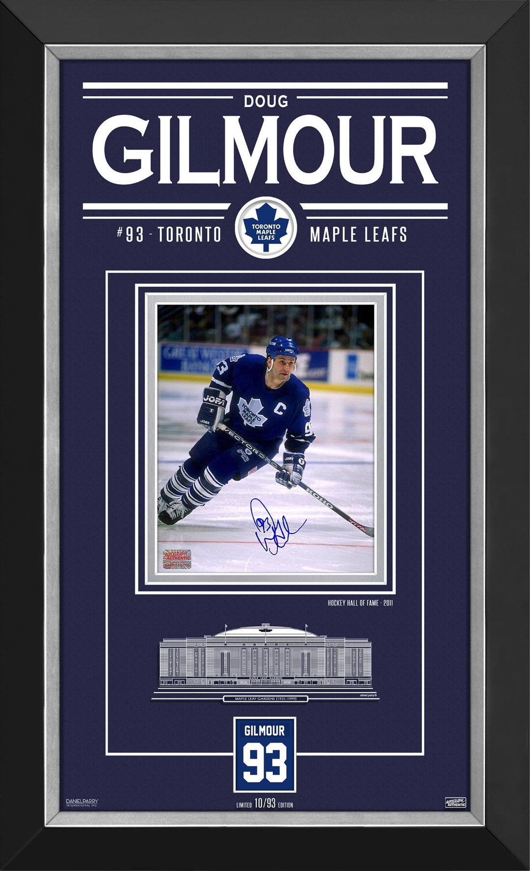 Doug Gilmour Signed Photo Ltd Ed Of 93 Frame Toronto Maple Leafs 32"X19", Toronto Maple Leafs, NHL, Hockey, Autographed, Signed, AACMH33055
