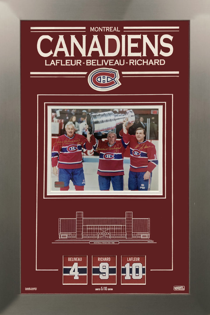 Lafleur, Richard & Beliveau Signed 8X10 Ltd Ed /10 Montreal Canadiens, Montreal Canadiens, NHL, Hockey, Autographed, Signed, AACMH33004