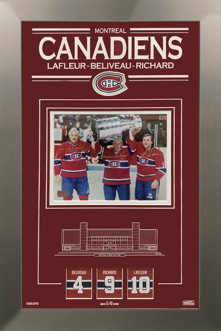 Lafleur, Richard & Beliveau Signed 8X10 Ltd Ed /10 Montreal Canadiens 32"X22", Montreal Canadiens, NHL, Hockey, Autographed, Signed, AACMH33004