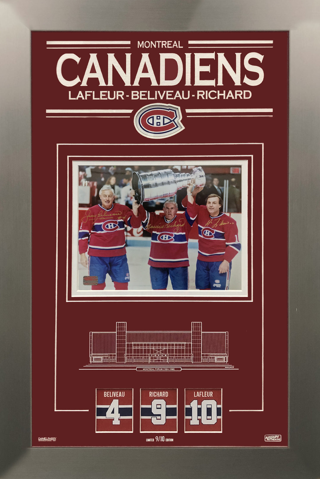 Lafleur, Richard & Beliveau Signed 8X10 Ltd Ed 9/10 Montreal Canadiens, Montreal Canadiens, NHL, Hockey, Autographed, Signed, AAPCH33007