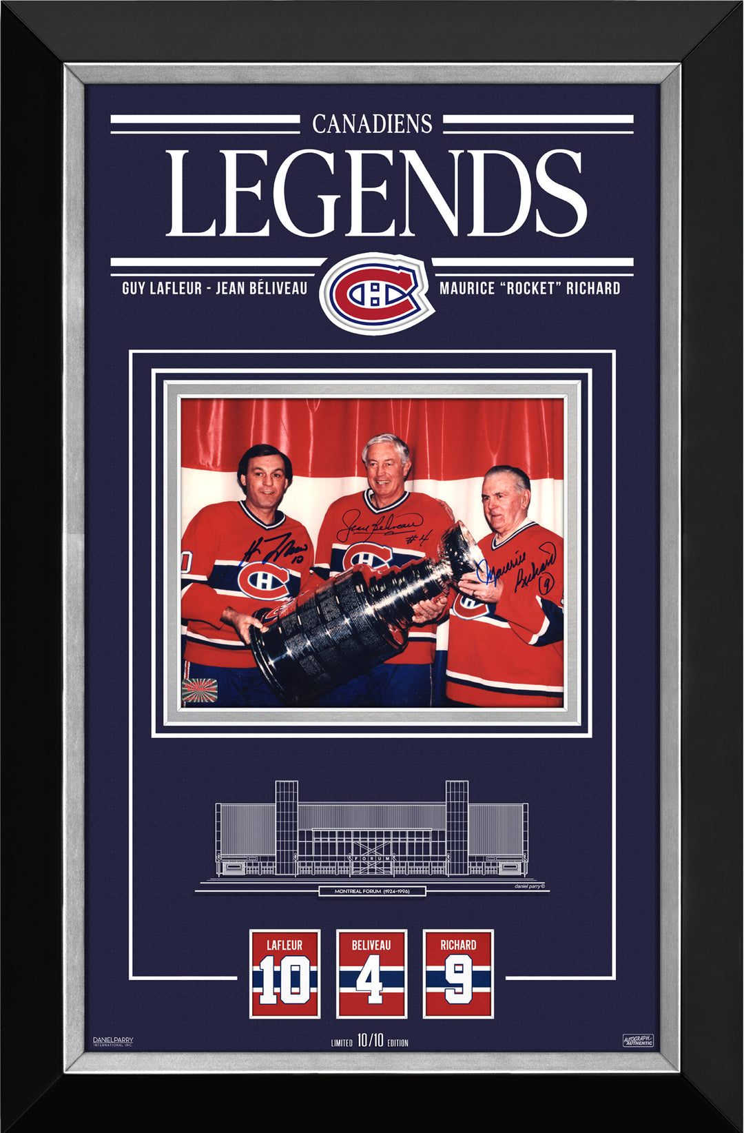 Lafleur, Richard & Beliveau Autographed 8X10 Ltd Ed 10/10 Montreal Canadiens, Montreal Canadiens, NHL, Hockey, Autographed, Signed, AAPCH33013